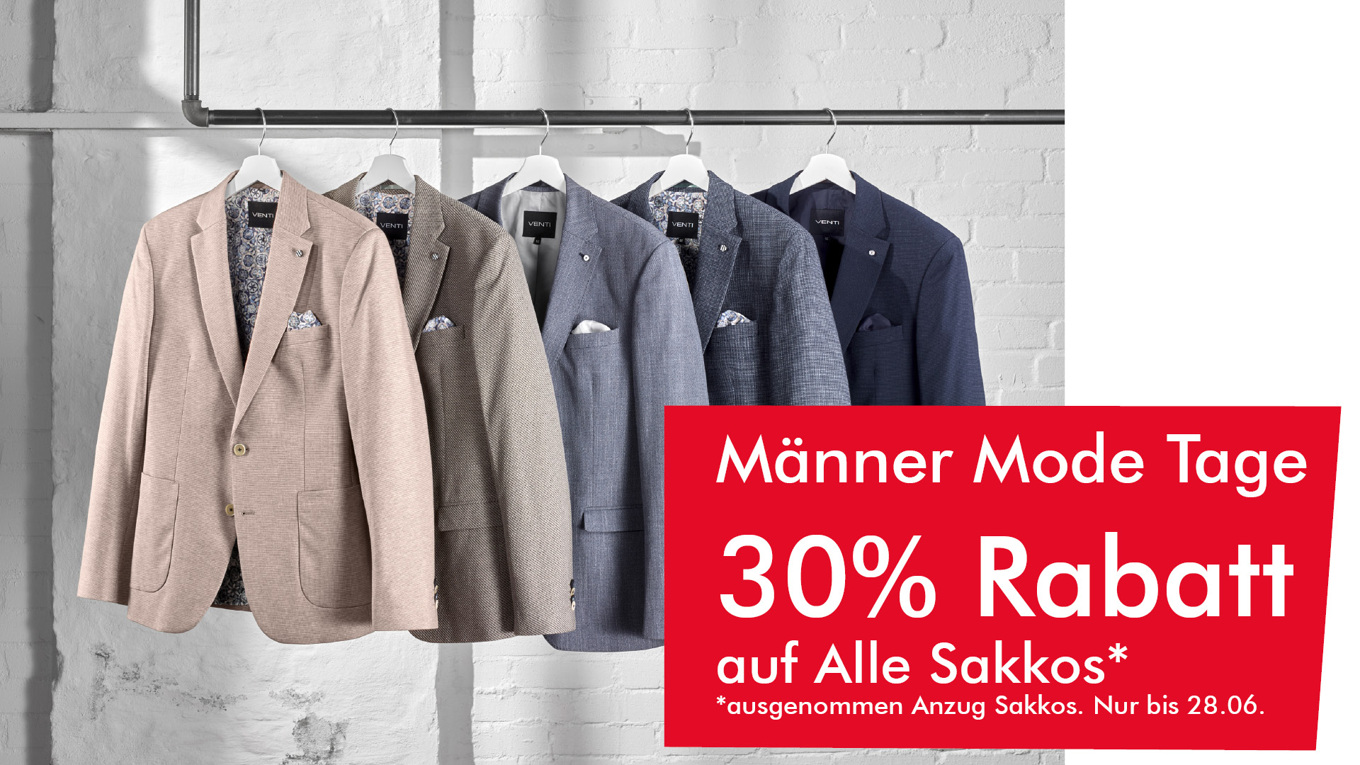 30% Rabatt auf alle Sakkos